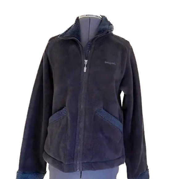 Rare Patagonia Synchilla Windzone Jacket w/ Velour Like Fleece Women Small Black - Picture 2 of 12